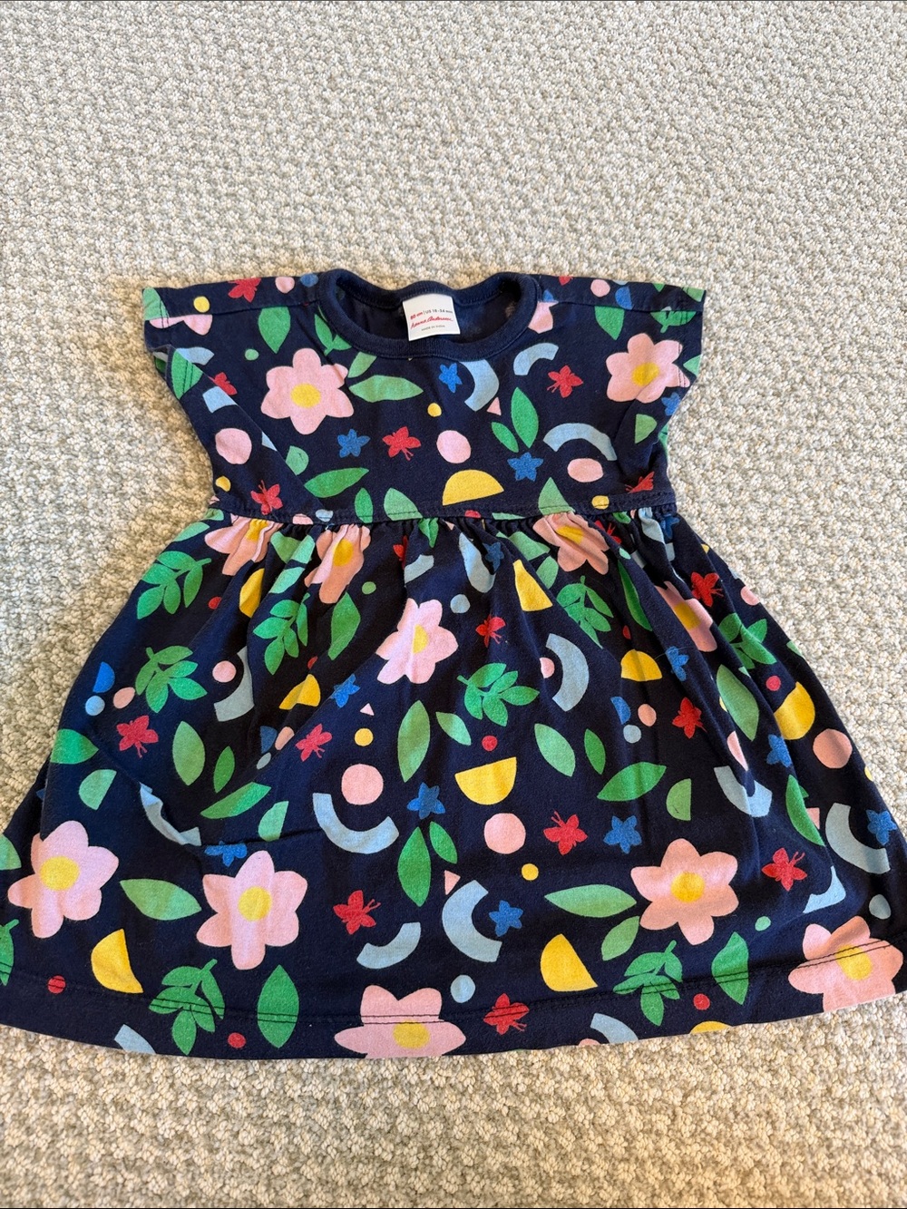 Hanna Andersson Navy Floral & Leaf Print Everyday Dress